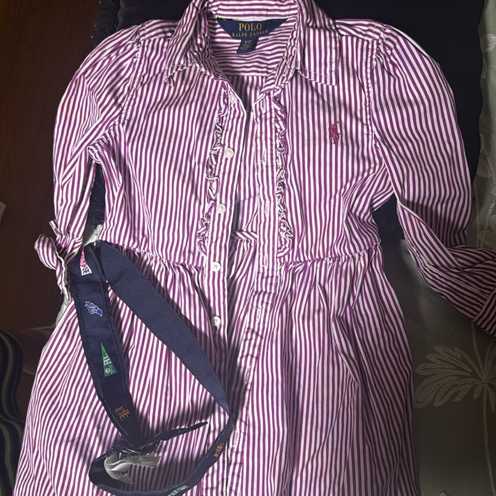 Polo by Ralph Lauren Pink Striped Kids Dress